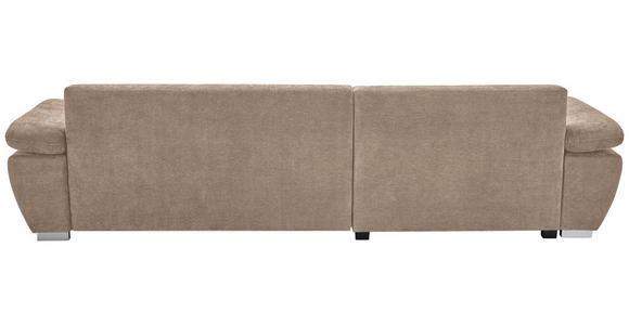 ECKSOFA Graubraun Chenille Rückenkissen, Bettkasten, Schlaffunktion, Rücken echt, Armteilverstellung, Liegefläche im Originalstoff  - Graubraun/Silberfarben, KONVENTIONELL, Holz/Textil (187/293cm) - Carryhome