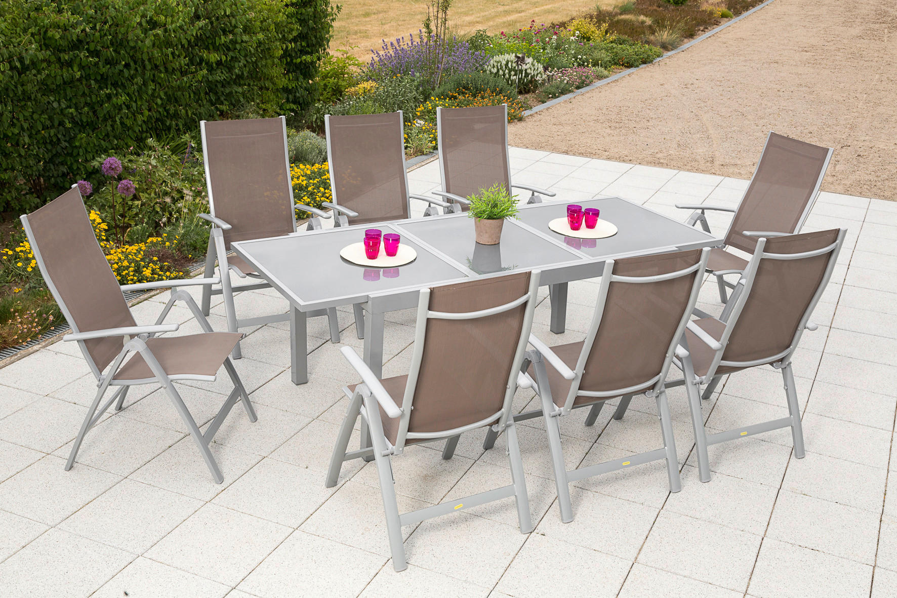 GARTENSET Aluminium  - Silberfarben, MODERN, Textil/Metall - Gardenson