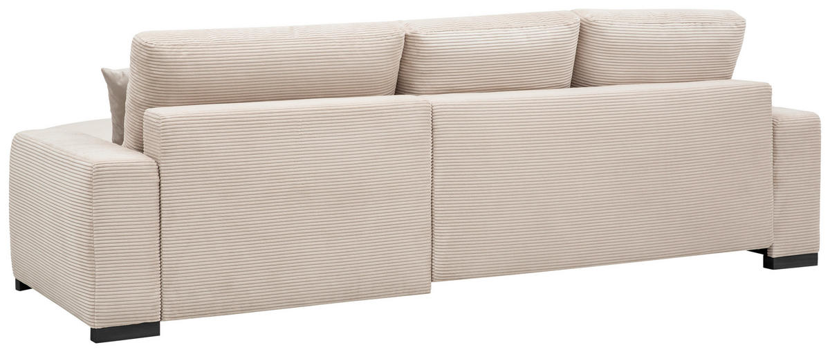 ECKSOFA in Cord Creme  - Creme/Schwarz, Design, Holz/Textil (264/184cm) - Stylife