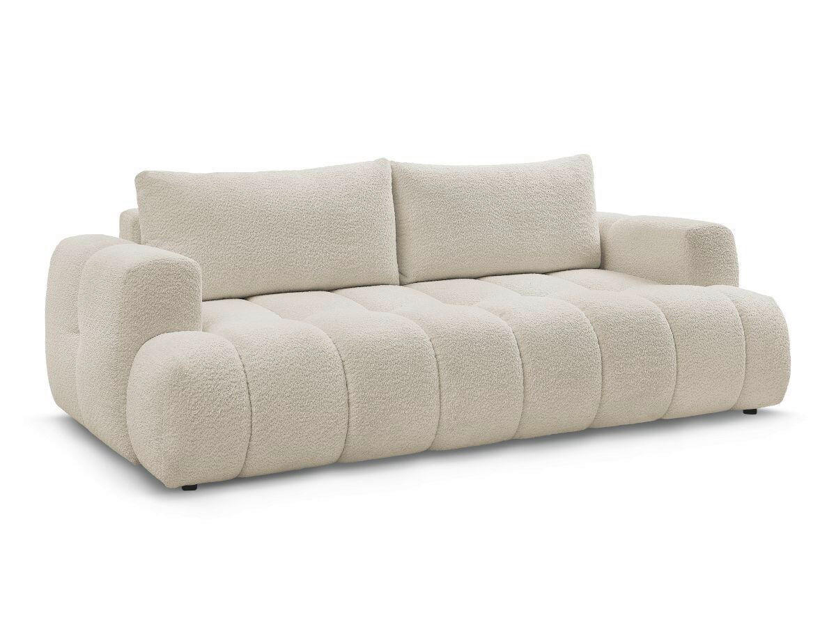 SCHLAFSOFA FUJI Bouclé Beige  inkl.  - Beige/Schwarz, MODERN, Kunststoff/Textil (251/113/88cm)