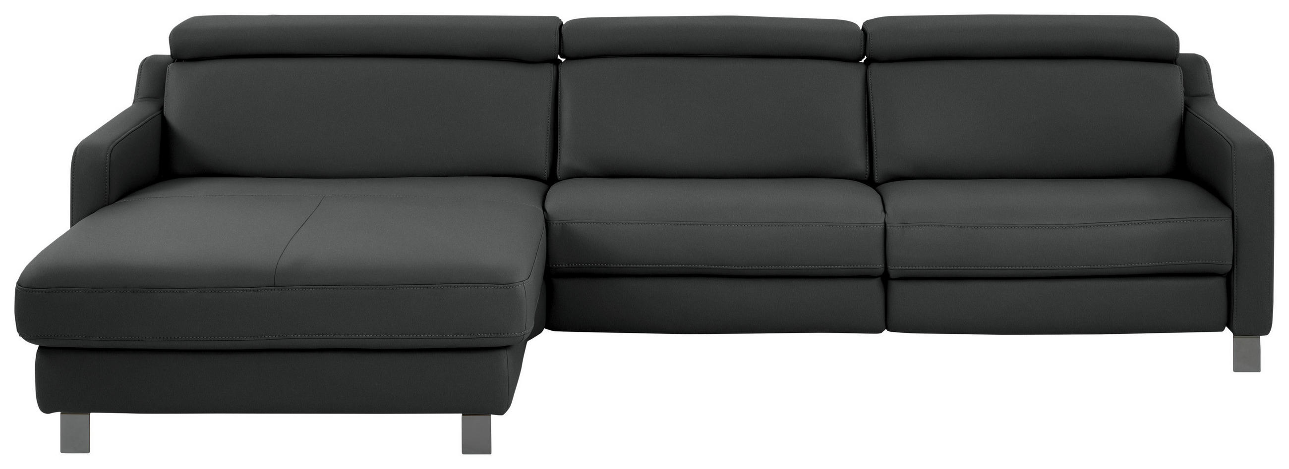ECKSOFA in Echtleder Anthrazit  - Anthrazit/Schwarz, Design, Leder/Metall (176/291cm) - Valdera