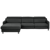 ECKSOFA in Echtleder Anthrazit  - Anthrazit/Schwarz, Design, Leder/Metall (176/291cm) - Valdera