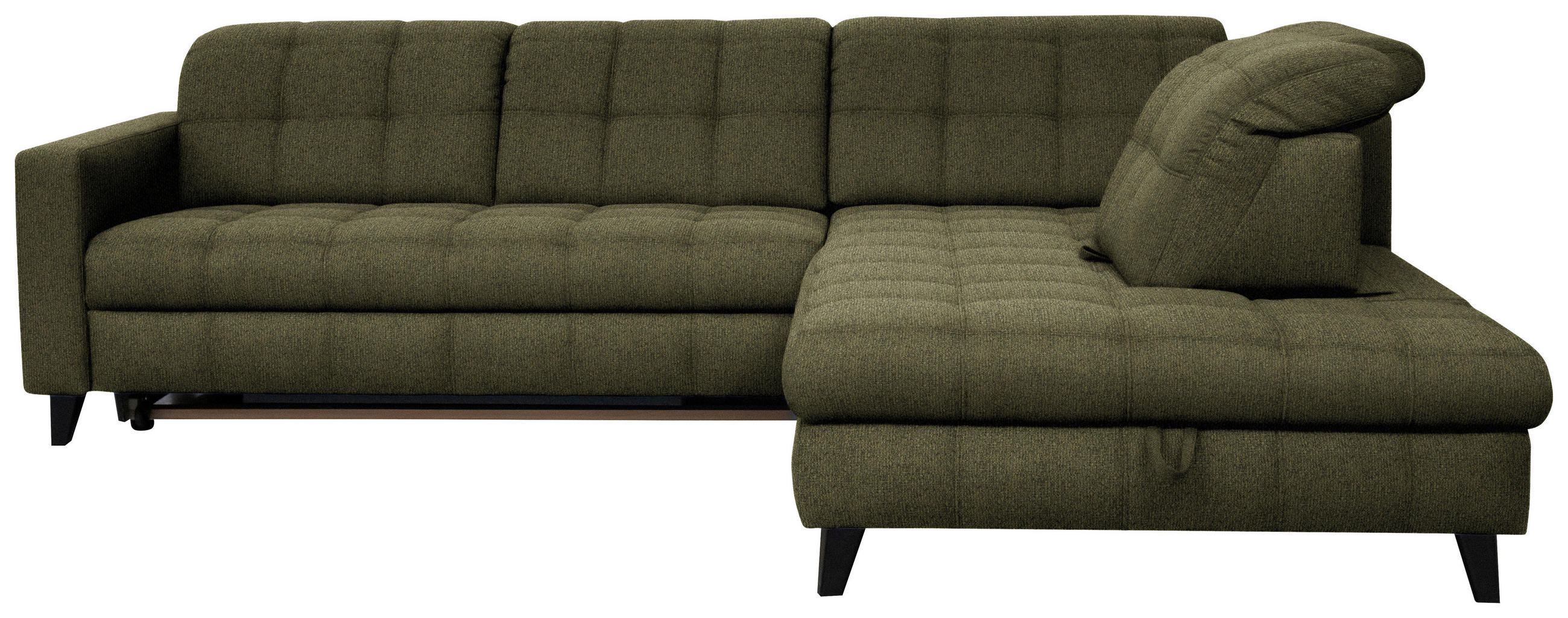 ECKSOFA in Webstoff Olivgrün  - Schwarz/Olivgrün, Design, Holz/Textil (297/216cm) - Xora