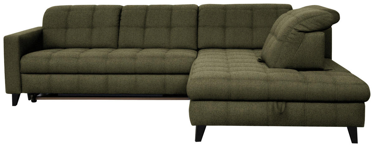 ECKSOFA in Webstoff Olivgrün  - Schwarz/Olivgrün, Design, Holz/Textil (297/216cm) - Xora