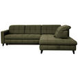 ECKSOFA in Webstoff Olivgrün  297/216 cm  - Schwarz/Olivgrün, Design, Holz/Textil (297/216cm) - Xora