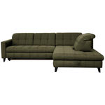 ECKSOFA in Webstoff Olivgrün  297/216 cm  - Schwarz/Olivgrün, Design, Holz/Textil (297/216cm) - Xora
