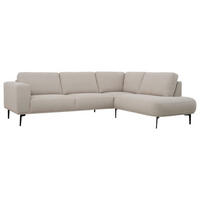 SOFFA i chenille beige  - beige/svart, Klassisk, metall/trä (213/397cm) - Pure Home Comfort