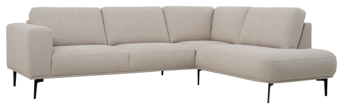 SOFFA i chenille beige  - beige/svart, Klassisk, metall/trä (213/397cm) - Pure Home Comfort