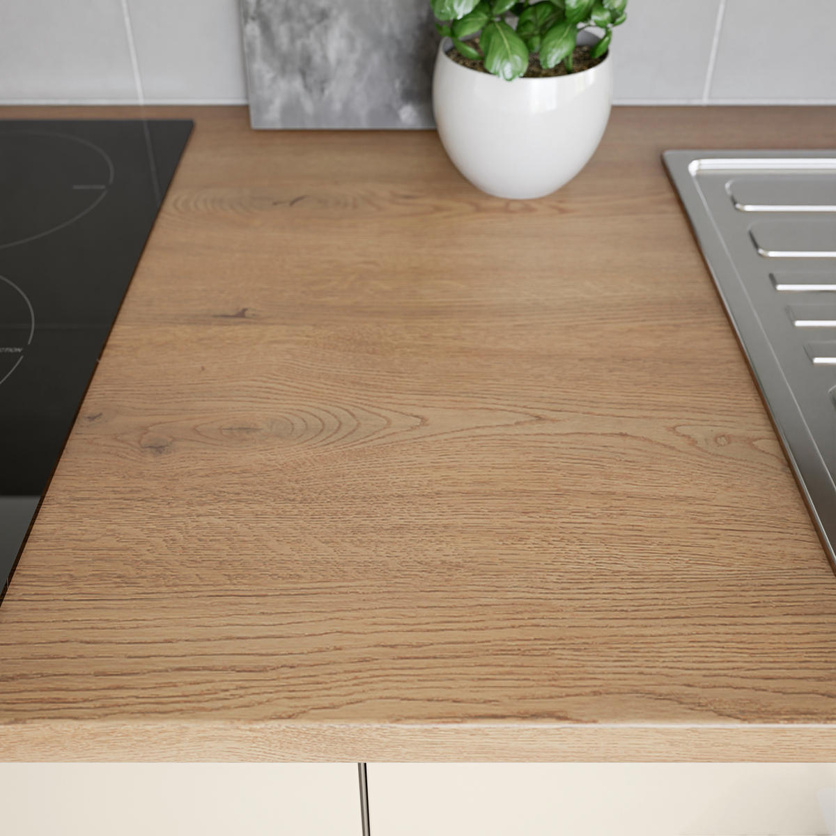 KÜCHENLEERBLOCK 260 cm   in Grau  - Eichefarben/Schwarz, Basics, Holzwerkstoff/Metall (260cm) - MID.YOU