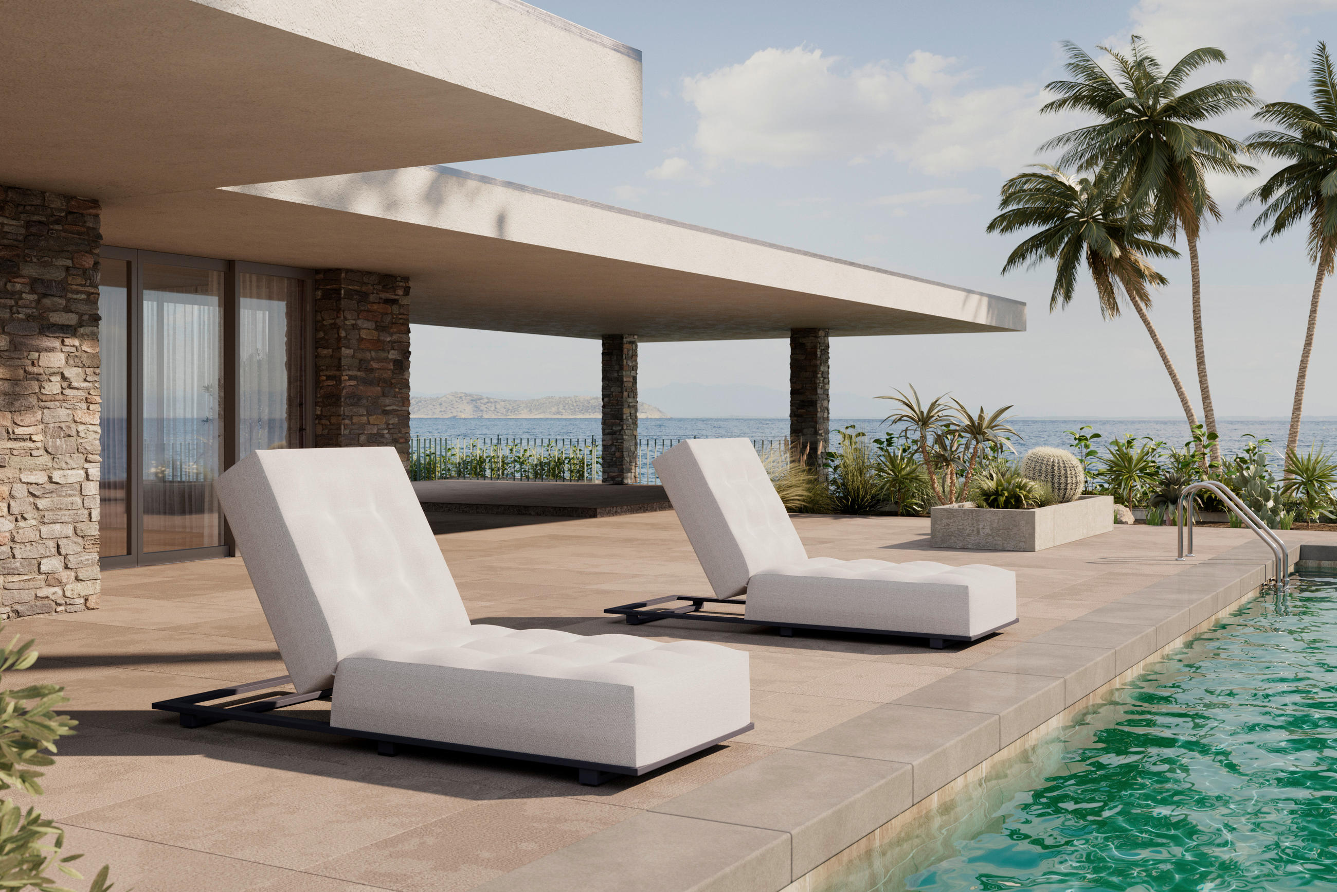 ZAHRADNÍ LEHÁTKO kov - bílá/antracitová, Moderní, kov (200/31/75cm) - Ambia Garden