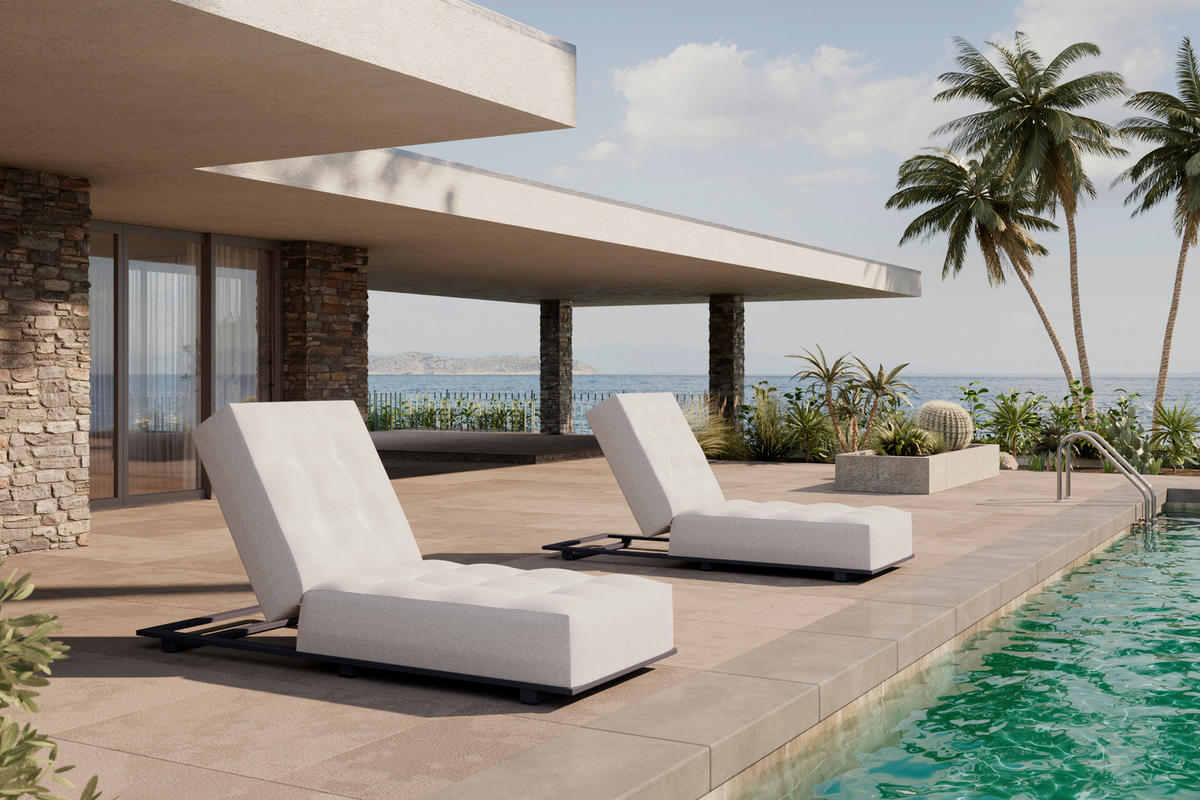 GARTENLIEGE 200/31/75 cm  - Anthrazit/Beige, MODERN, Metall (200/31/75cm) - Ambia Garden