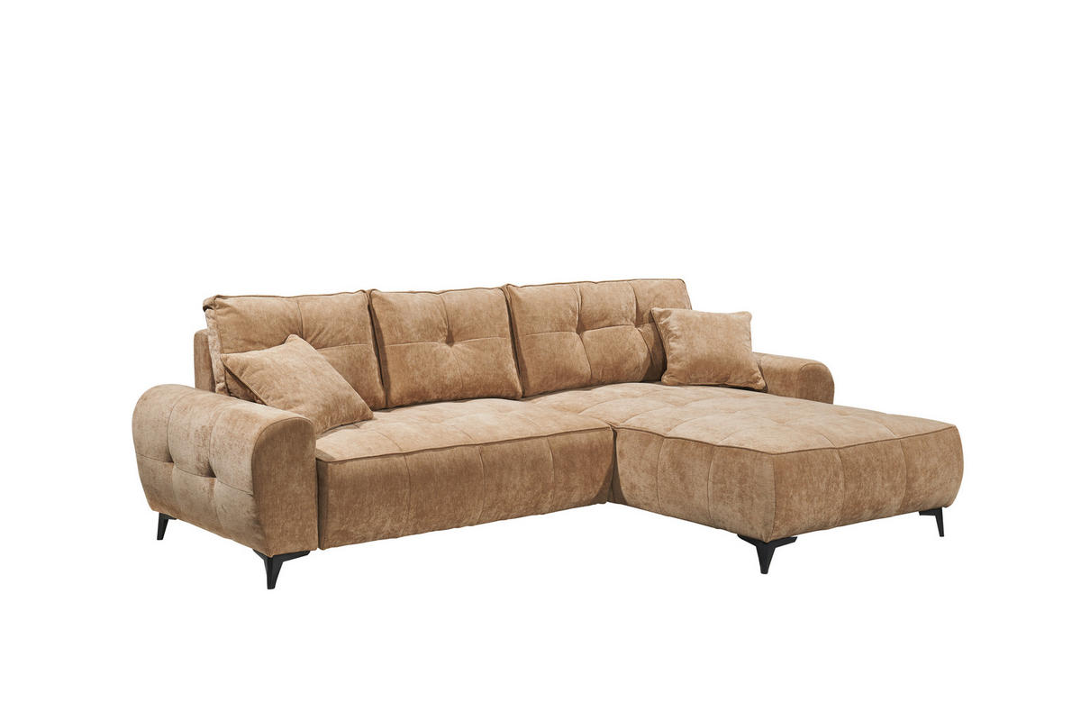 ECKSOFA Webstoff Braun  - Schwarz/Braun, Modern, Kunststoff/Textil (284/191cm) - MID.YOU