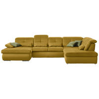 WOHNLANDSCHAFT in Mikrofaser Grün  - Chromfarben/Grün, Design, Textil (195/371/260cm) - Beldomo Style