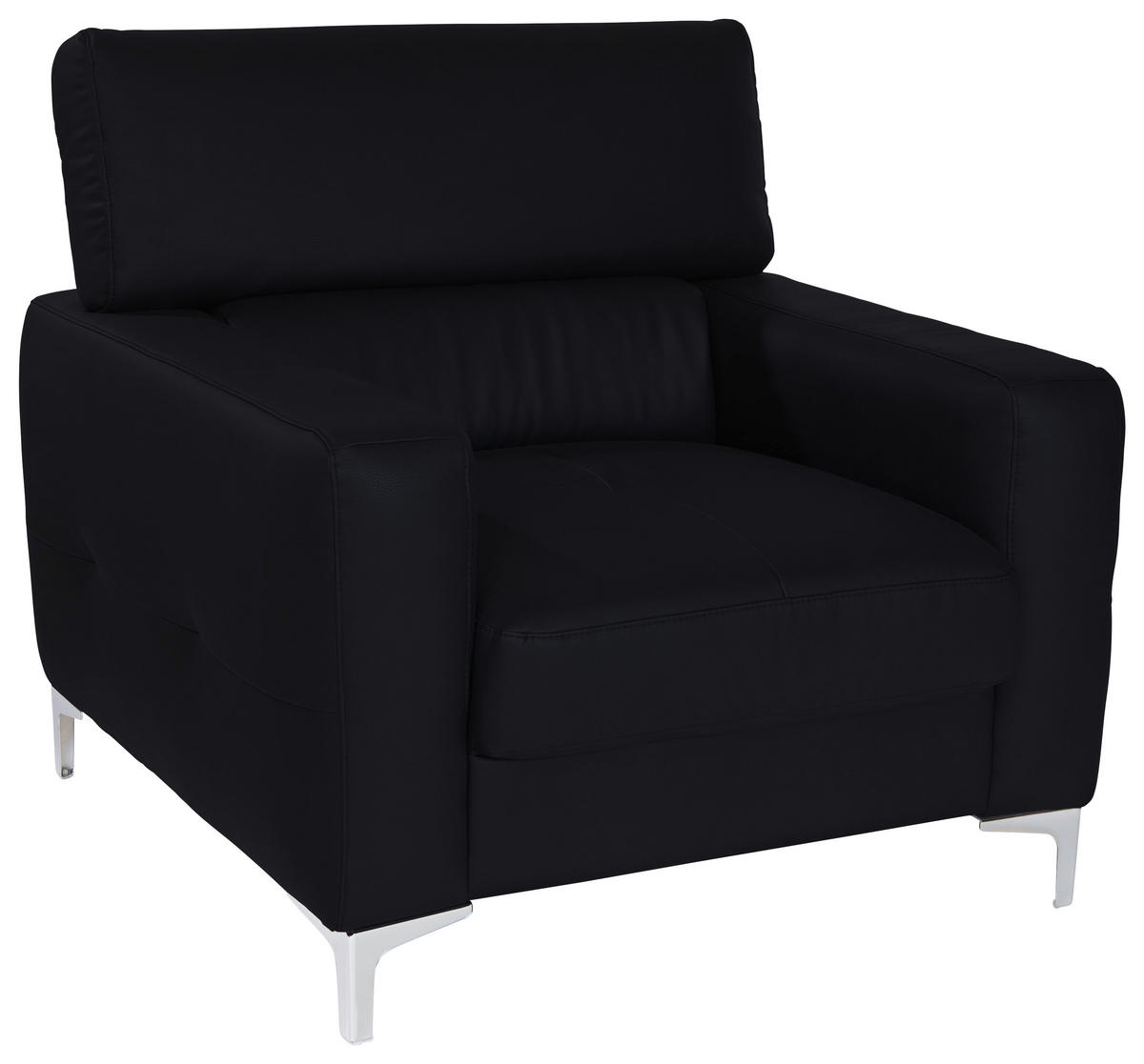 SESSEL in Echtleder Schwarz  - Chromfarben/Schwarz, Design, Leder/Metall (99/78-92/106cm) - Livetastic