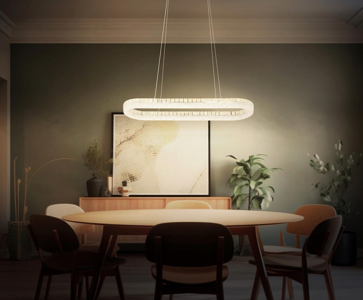 LED-HÄNGELEUCHTE 120/31,5/100,1 cm  - Klar/Chromfarben, KONVENTIONELL, Glas/Kunststoff (120/31,5/100,1cm) - Globo