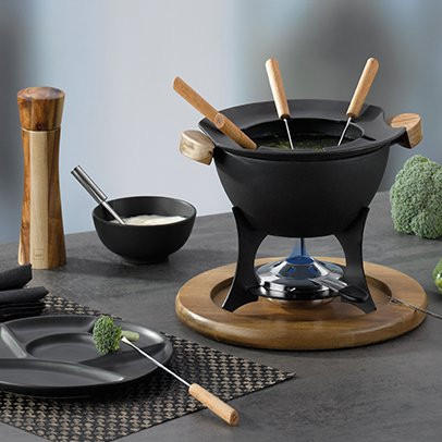 SET ZA FONDI - črna, Basics, kovina (26,5/25,5cm) - Kela