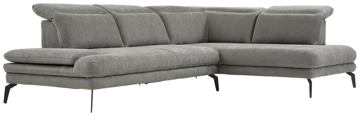 ECKSOFA in Webstoff Grau  - Schwarz/Grau, Design, Textil/Metall (293/197cm) - Stylife