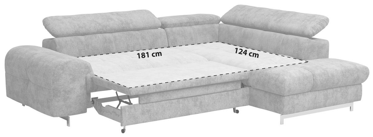 ECKSOFA in Mikrofaser Dunkelgrau  - Chromfarben/Dunkelgrau, Konventionell, Textil/Metall (257/206cm) - Livetastic