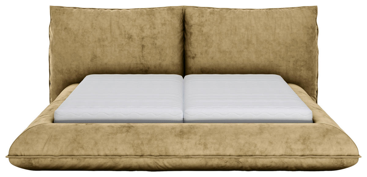 POLSTERBETT 200/200 cm,  in Goldbraun,  - Goldbraun/Schwarz, Design, Textil/Metall (200/200cm) - Belluti