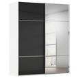 SCHWEBETÜRENSCHRANK 201/223/68 cm 2-türig Schwarz, Weiß  - Chromfarben/Schwarz, KONVENTIONELL, Glas/Holzwerkstoff (201/223/68cm) - Novel