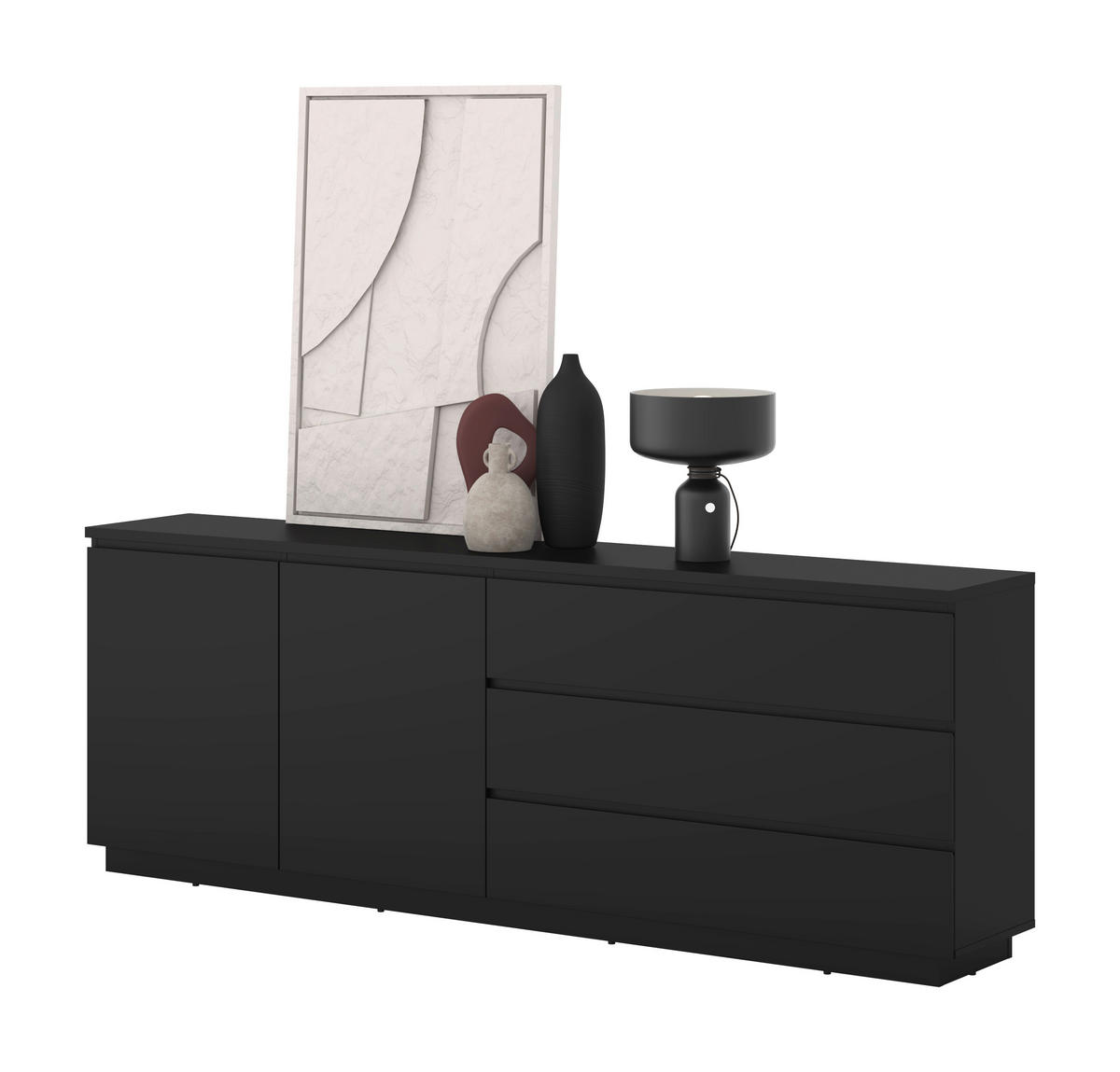 SIDEBOARD Bilbao 200/72/34,5 cm 3 Schublade(n)  - Schwarz, Design, Holzwerkstoff (200/72/34,5cm) - MID.YOU