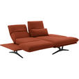 ECKSOFA in Echtleder Orange  - Schwarz/Orange, Design, Leder/Metall (210/130cm) - Dieter Knoll