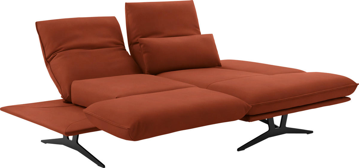 ECKSOFA in Echtleder Orange  - Schwarz/Orange, Design, Leder/Metall (210/130cm) - Dieter Knoll