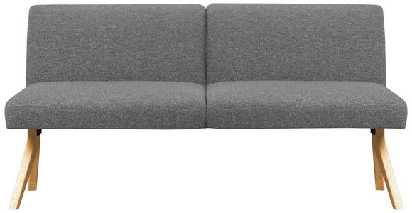 SITZBANK 160/85/69 cm Webstoff Grau Eiche vollmassiv  - Eichefarben/Grau, KONVENTIONELL, Holz/Textil (160/85/69cm) - Linea Natura