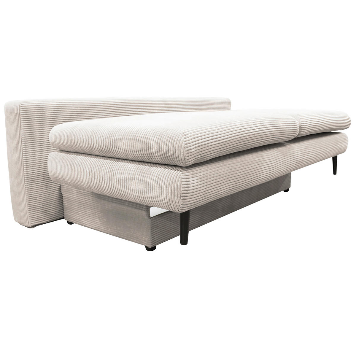 SCHLAFSOFA Cord Beige  - Beige/Schwarz, Design, Holz/Textil (202/85/99cm) - P & B