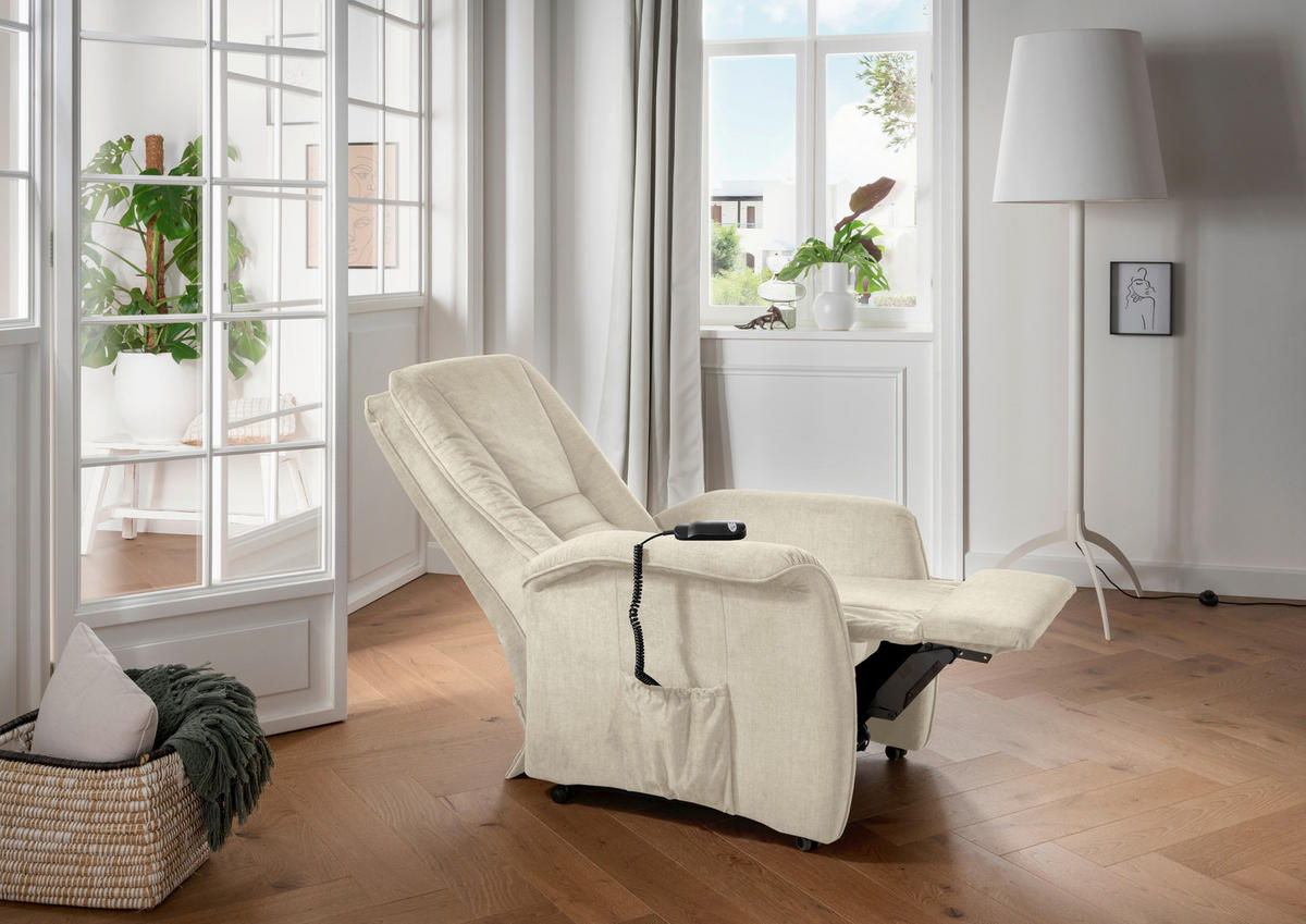 FERNSEHSESSEL in Velours Beige  - Beige/Schwarz, Design, Kunststoff/Textil (77/107/88cm) - Livetastic