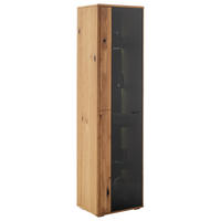 VITRINE in furniert, teilmassiv Balkeneiche Wildeiche  - Wildeiche/Anthrazit, Design, Glas/Holz (52/190/37cm) - MID.YOU