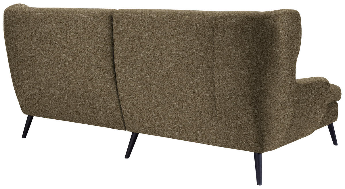 ECKSOFA  in Flachgewebe Olivgrün  165/237 cm  - Schwarz/Olivgrün, Design, Holz/Textil (165/237cm) - Stylife