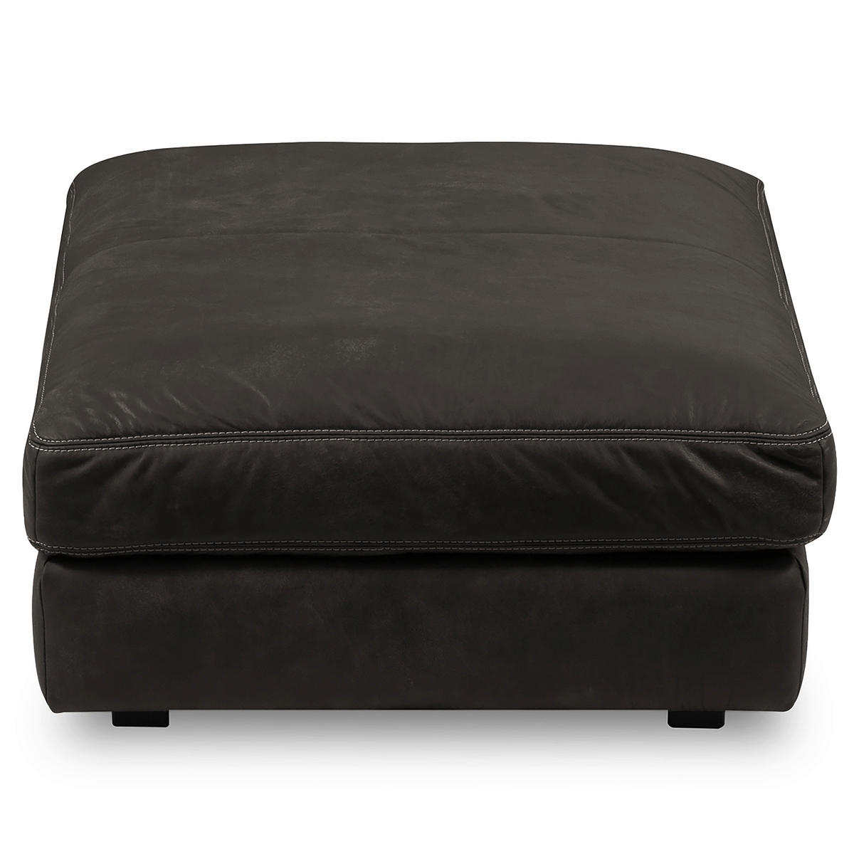 HOCKER in Leder Dunkelgrau  - Dunkelgrau/Beige, Design, Leder/Kunststoff (123/45/93cm) - Livetastic