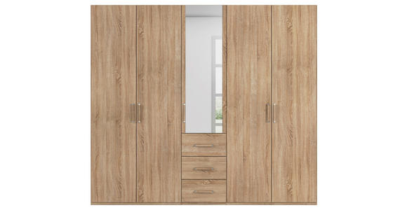 DREHTÜRENSCHRANK 251/223/60 cm,  in Sonoma Eiche, 5-türig  - Sonoma Eiche, Design, Glas/Holzwerkstoff (251/223/60cm) - Novel