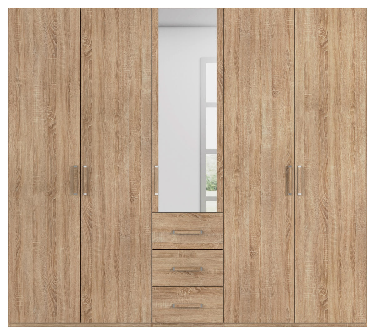 DREHTÜRENSCHRANK 251/223/60 cm 5-türig Sonoma Eiche  - Sonoma Eiche, Design, Glas/Holzwerkstoff (251/223/60cm) - Novel