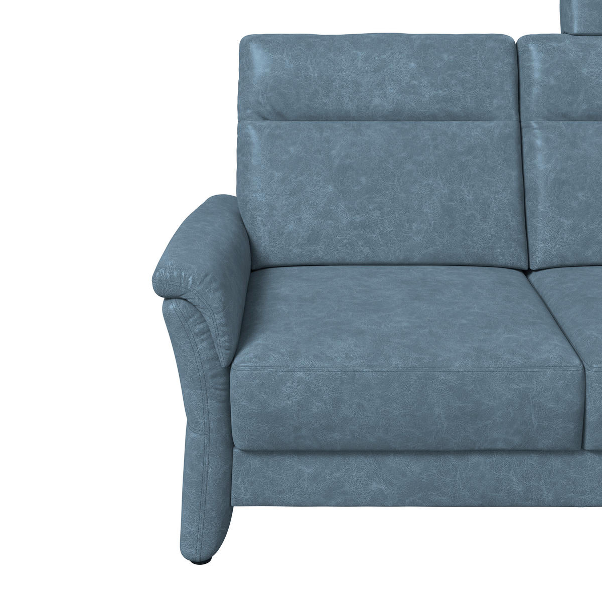 2,5-SITZER Mikrofaser Blaugrau  - Blaugrau/Schwarz, Konventionell, Kunststoff/Textil (170/99/91cm) - Elegando