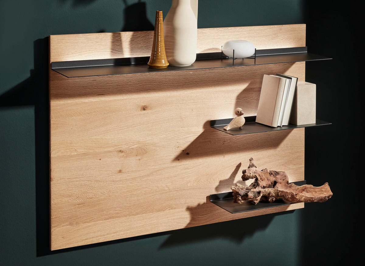 WOHNWAND  in Wildeiche 328,8/207,1/45,2 cm  - Wildeiche/Graphitfarben, Natur, Glas/Holz (328,8/207,1/45,2cm) - Valnatura