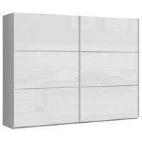 SCHWEBETÜRENSCHRANK in Weiss, Weiss Hochglanz  - Weiss Hochglanz/Weiss, Design, Holzwerkstoff/Metall (269,9/209,7/61,2cm) - home24