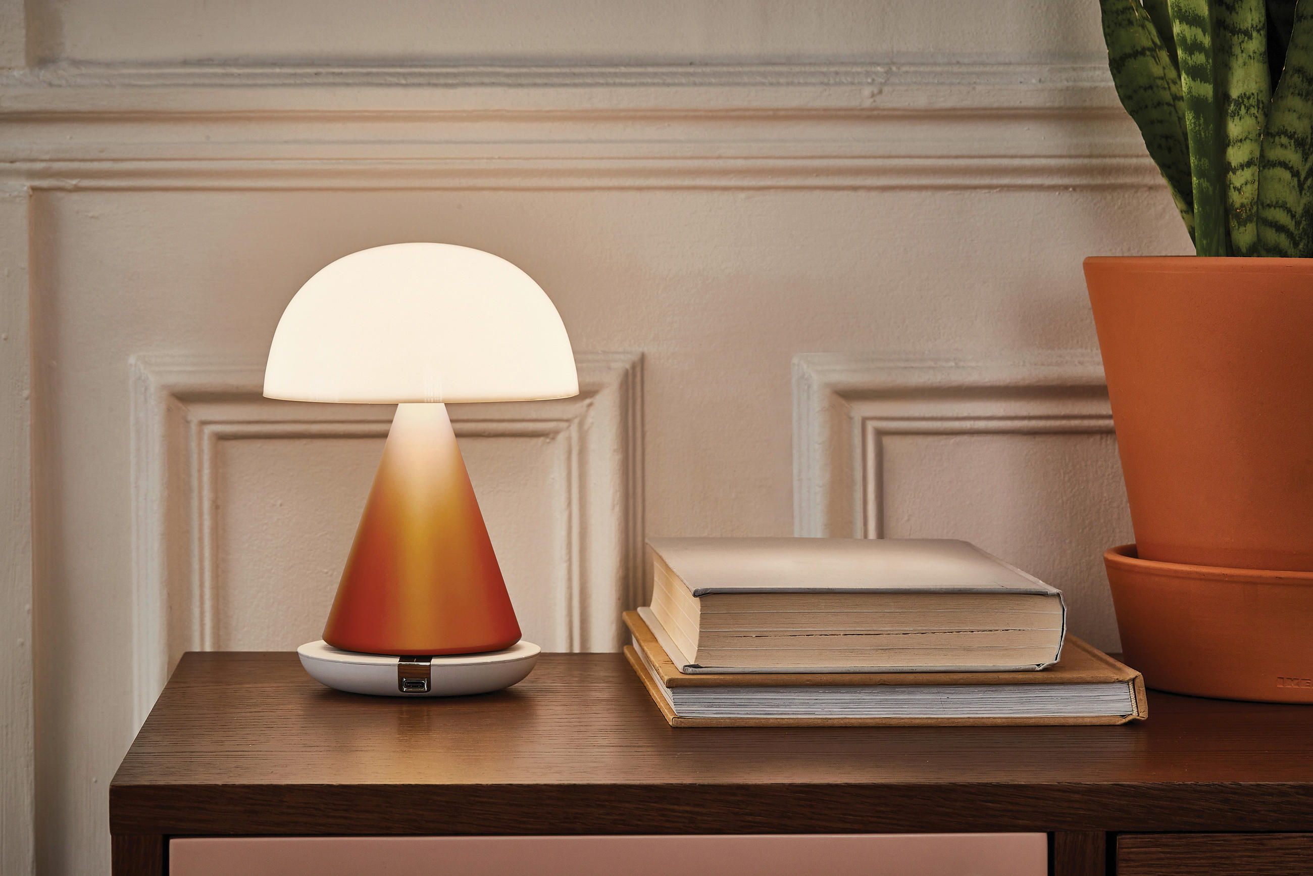 AKKU-TISCHLEUCHTE 14/17/14 cm - Orange, Design, Kunststoff/Metall (14/17/14cm)
