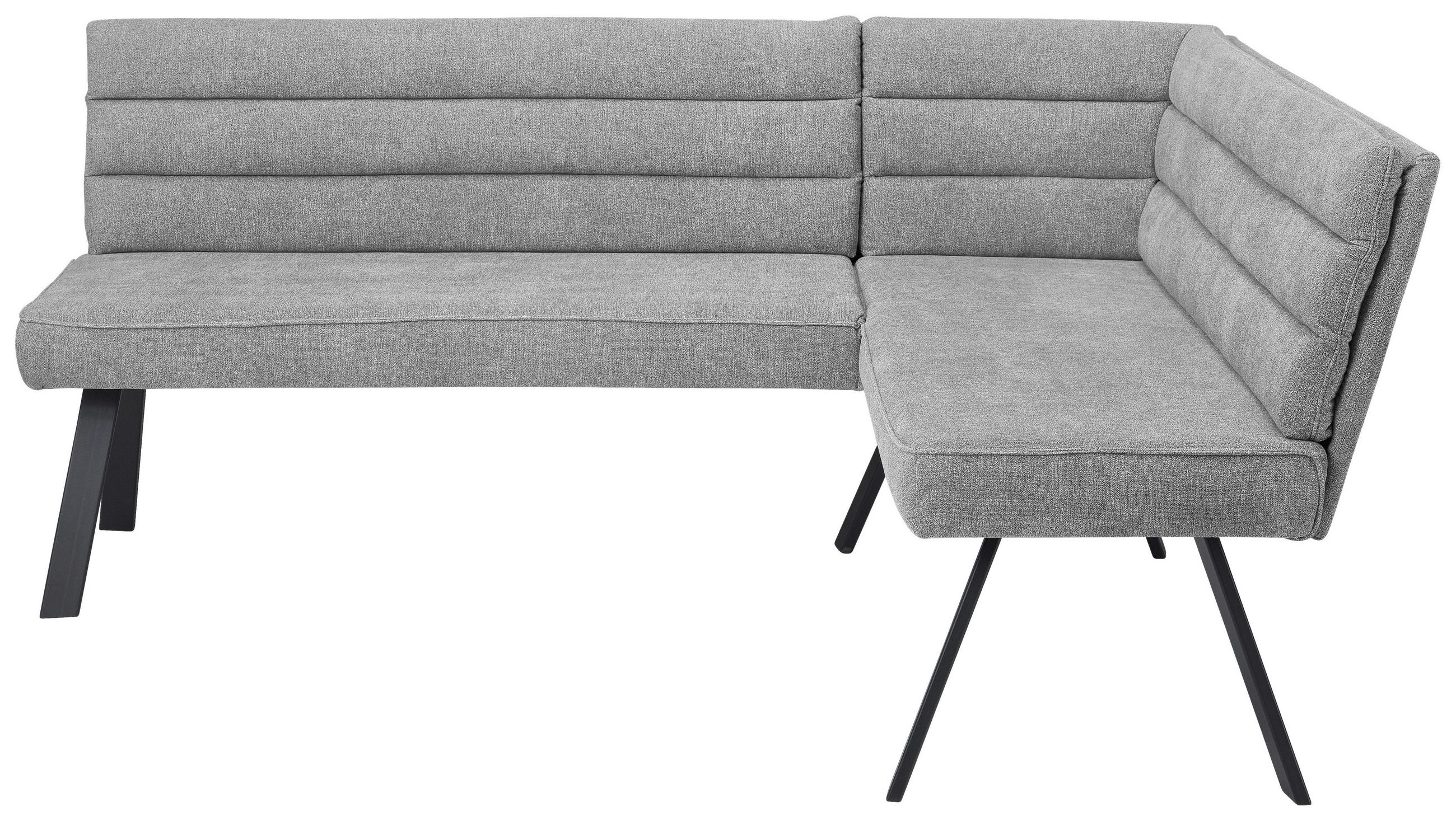ECKBANK 175/140 cm beflockt Grau, Schwarz   - Schwarz/Grau, Design, Textil/Metall (175/140cm) - Cantus