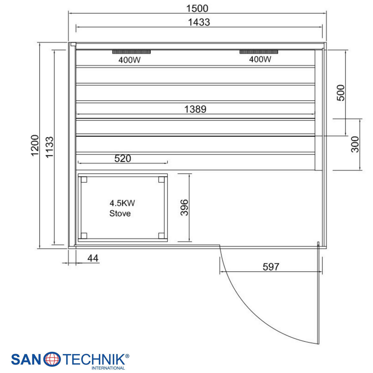 SAUNA für 4-5 Personen Kotka  - Naturfarben, KONVENTIONELL, Holz (200/150/190cm) - Sanotechnik
