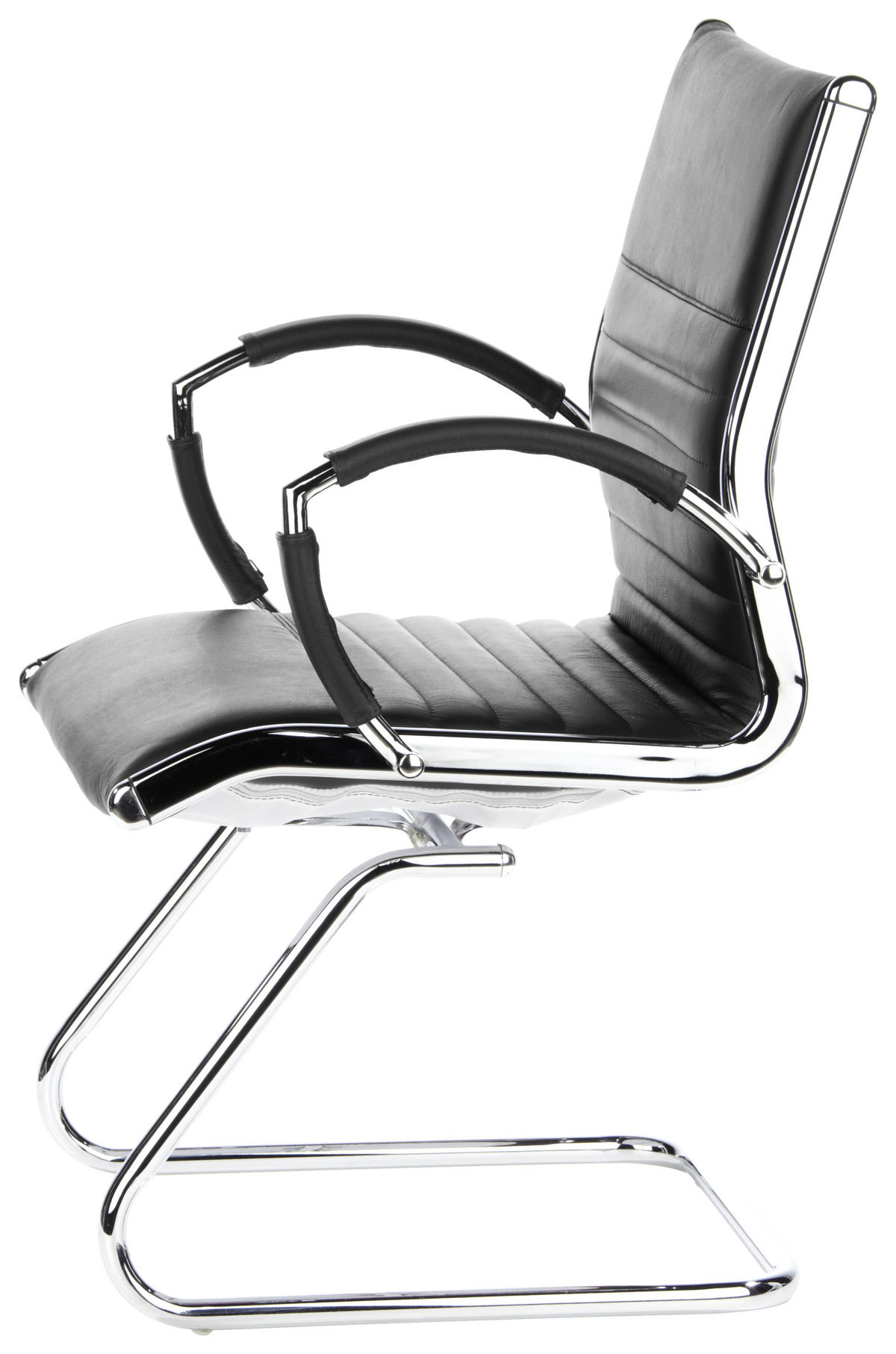 KONFERENČNI STOL tekstil, usnje črna, barve kroma  - barve kroma/črna, Moderno, kovina/tekstil (62/94/46cm) - MID.YOU