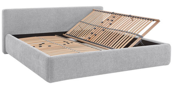 POLSTERBETT Bettkasten, Lattenroste Hellgrau 180/200 cm  - Birkefarben/Buchefarben, Design, Holz/Textil (180/200cm) - Xora