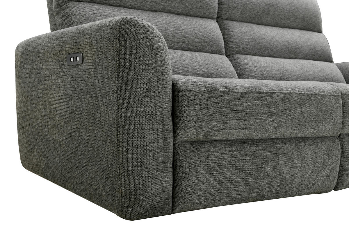 2-SITZER-SOFA Webstoff Hellgrau  - Hellgrau/Schwarz, KONVENTIONELL, Kunststoff/Textil (196/99/92cm) - Livetastic