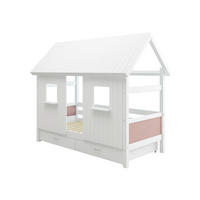 HAUSBETT 90/200 cm,  in Rosa, Weiß, Rollrost, Bettschublade  - Rosa/Weiß, MODERN, Holz (90/200cm) - Chameo