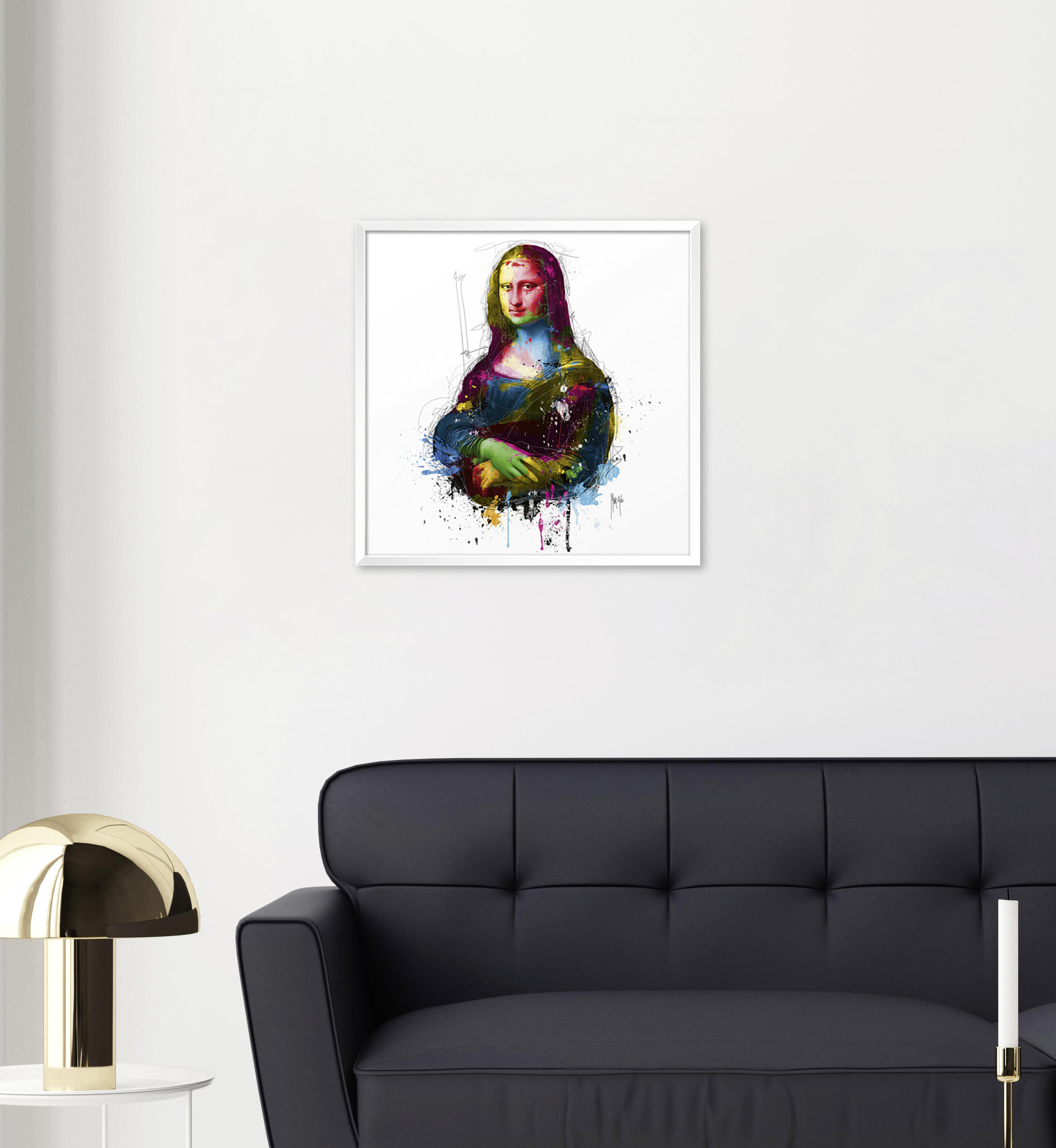 KUNSTDRUCK Abstraktes, Frauen, Zeichnung DA VINCI POP  - Blau/Gelb, Basics, Papier (30/30cm) - Monee