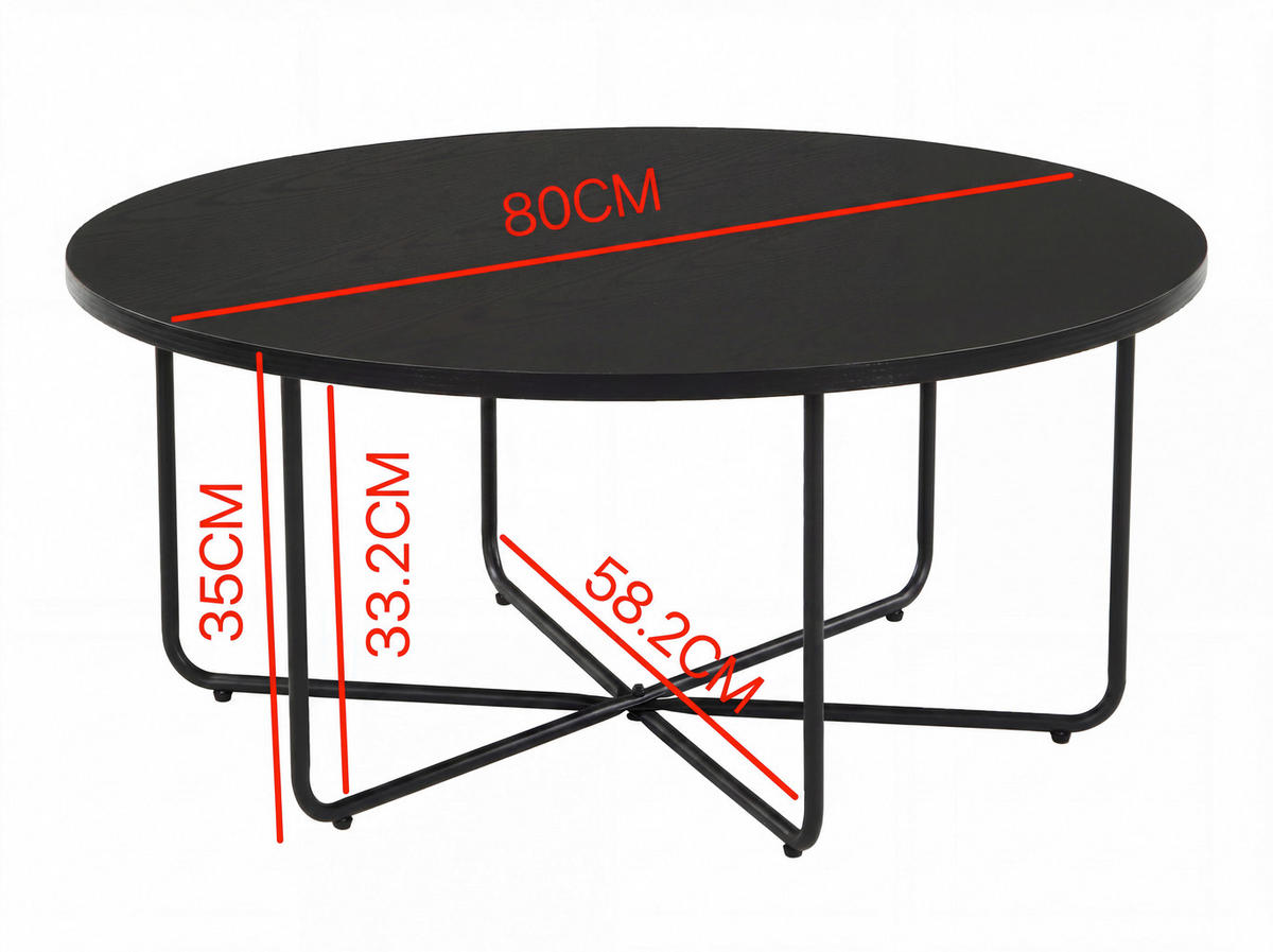  i metall, trämaterial 80/80/35 cm  - svart, Design, metall/trämaterial (80/80/35cm) - Livetastic