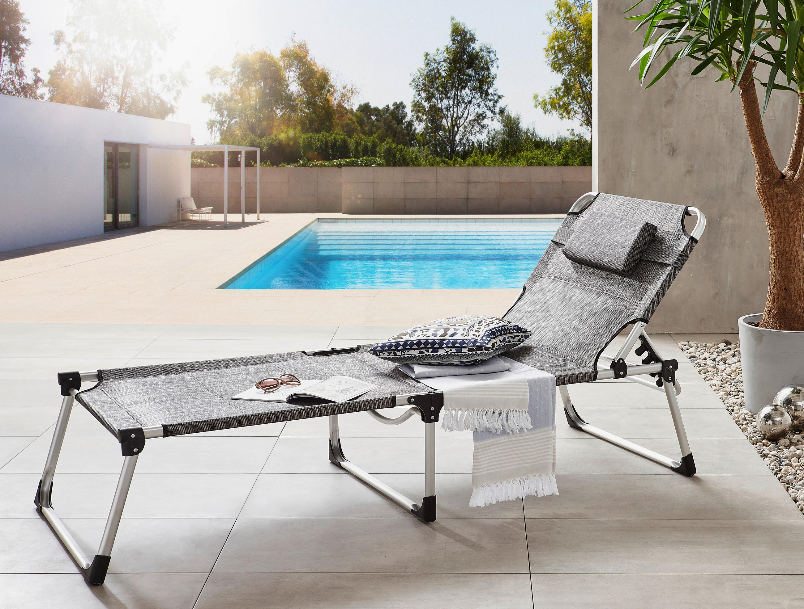 DREIBEINLIEGE 71/40/192 cm  - Silberfarben/Braun, Design, Textil/Metall (71/40/192cm) - Ambia Garden