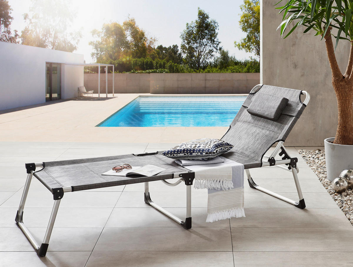 DREIBEINLIEGE 71/40/192 cm  - Silberfarben/Braun, Design, Textil/Metall (71/40/192cm) - Ambia Garden