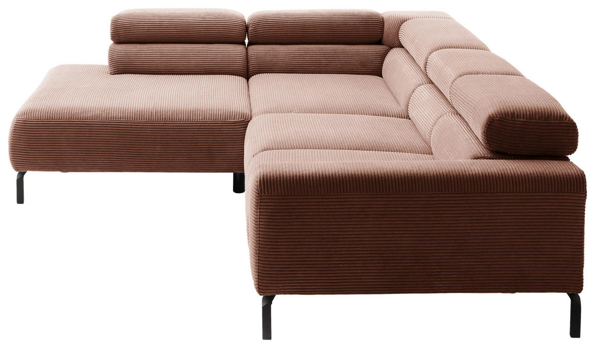 ECKSOFA in Cord Rostfarben  219/309 cm  - Rostfarben/Schwarz, MODERN, Textil/Metall (219/309cm) - Pure Home Lifestyle